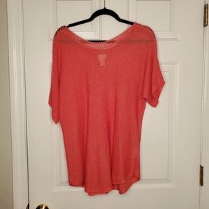 Chico Size 2 Linen Blend Open Weave Sweater